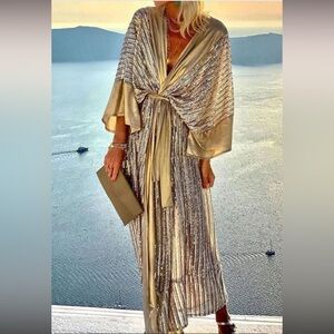 Gold Kimono Wrap Dress